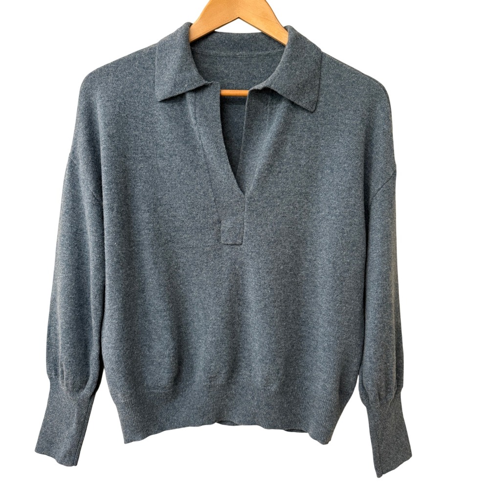 THE RESET Womens Boyfriend Sweater Wool Cashmere Size XS Sage Staple Office